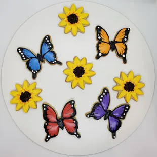 Custom sugar cookies - spring flowers and butterflies