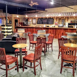 Tuscan-inspired tasting room interior.