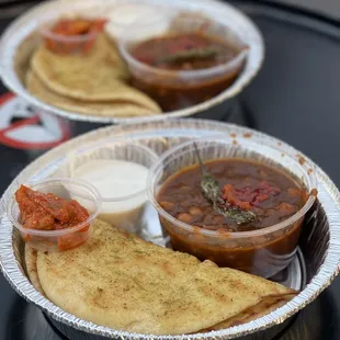 two plates of food on a table