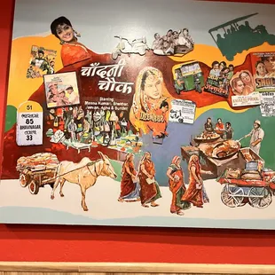 a mural of the famous indian food
