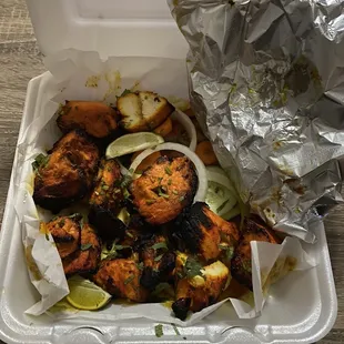 Chicken Boti Plate. Good taste and texture and good portion