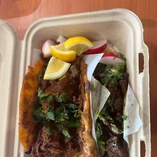 Quesabirria and asada taco