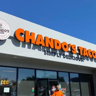 Storefront entrance and signage