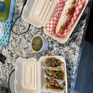 Birria con Consume and Elote