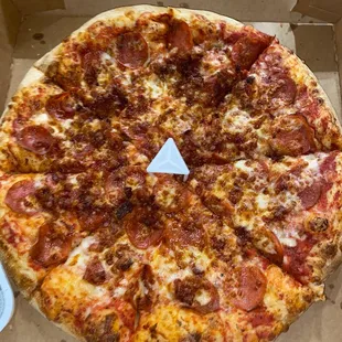 Pepperoni and bacon pizza