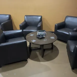 leather chairs and a coffee table