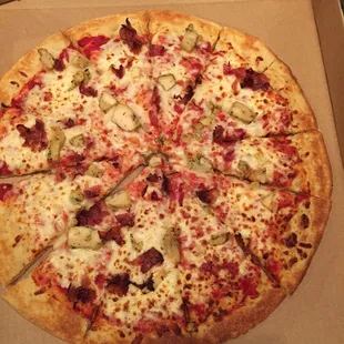 Chicken bacon (by far our best pizza)