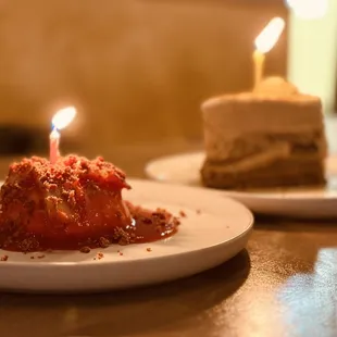 Cheesecake and chocolate cake