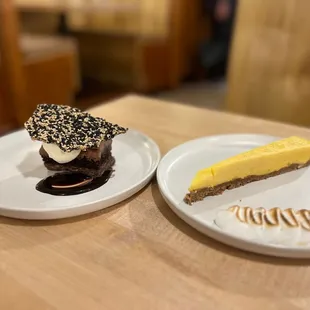 Chocolate pie and passionfruit &amp; lime tart. So good!