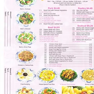 the menu for lunch special