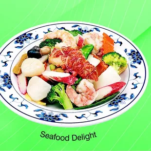a plate of seafood delight