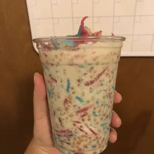 Nam Vam or tri color dessert all mixed up with cold ice. Amazing