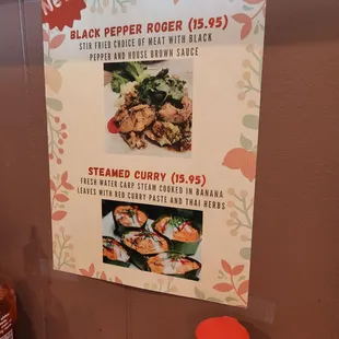 a menu for a restaurant