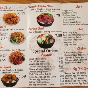Take out menu