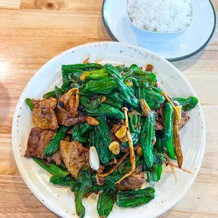 Stir-fried Pork belly with green pepper