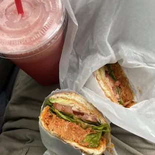 Torta de lomo and agua de sandia