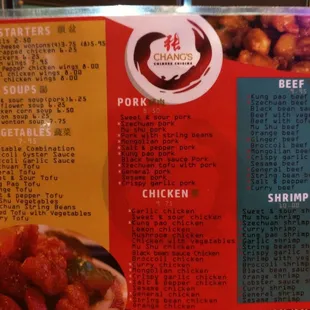 menu