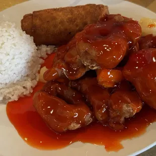 sweet and sour Shrimp with Steam rice