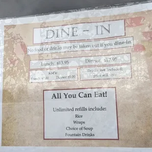 Price sheet