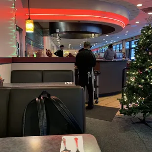 a christmas tree in the background