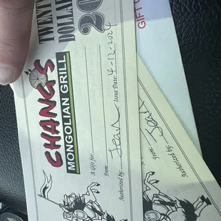 They sell gift coupons