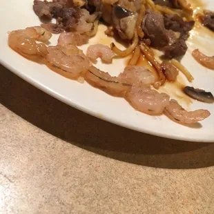 Shrimp with their fecal tracts in tact