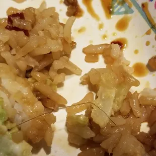 STRAIGHT BLACK HAIR IN MY EGG FOO YOUNG.  NASTY.