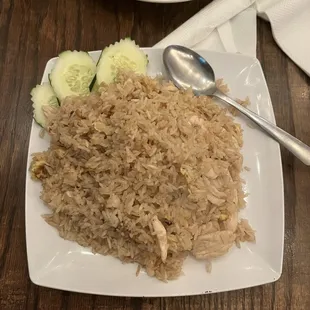 Egg fried rice and chicken