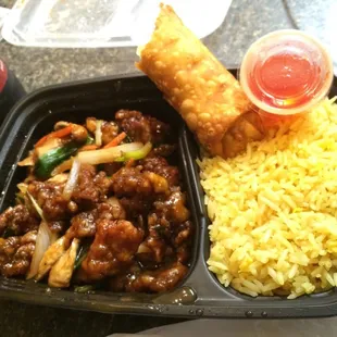 Mongolian Beef (extra spicy) w/egg roll