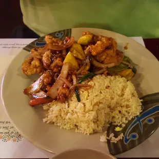 Mongolian chicken with fried rice