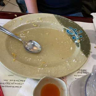 What is left of my12 year old son&apos;s shrimp with lobster sauce....