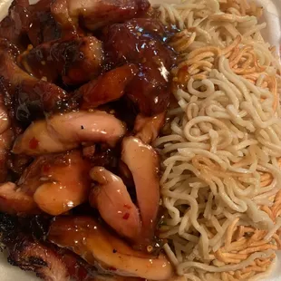 Teriyaki Chicken Over Pan Fried Noodles