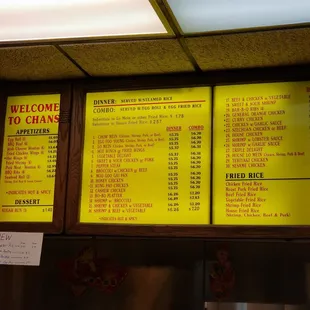 the menu for the restaurant