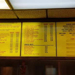 the menu for the restaurant