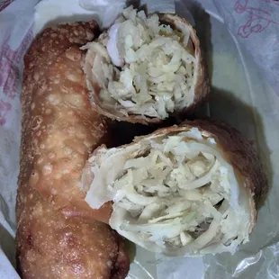 2 shrimp egg rolls. Looks like mainly cabbage to me