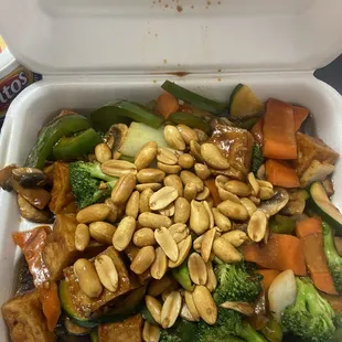 Vegetable Kung Pao. Added fried tofu for the win!!!