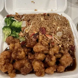 General Tso's Chicken with Pork Fried Rice