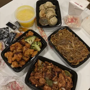 a variety of asian food