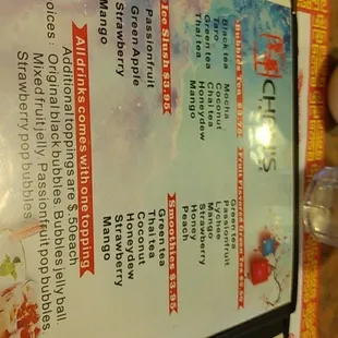 a menu on a table