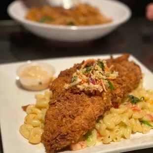 Sambal Fried Catfish Mac and Cheese