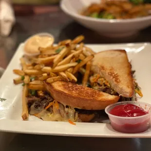 Short Rib Melt &amp; Vegetarian Garlic and Cilantro Fries