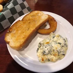 Spinach and Artichoke Dip; Onion Ring