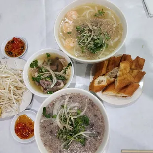 a variety of food items on a table