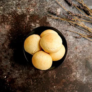Pan de Bono: five warm tapioca rolls, queso fresco, gluten-free