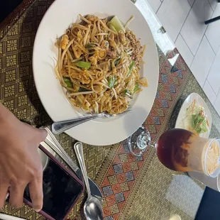 Chicken Phad Thai and Thai Iced Tea
