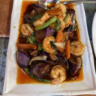 Spicy Eggplant with Prawns