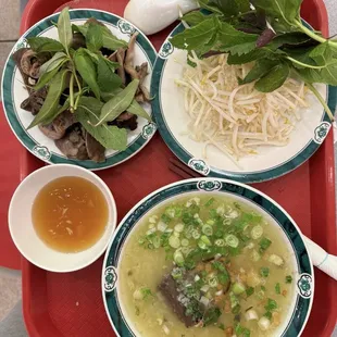 Pig intestine and porridge