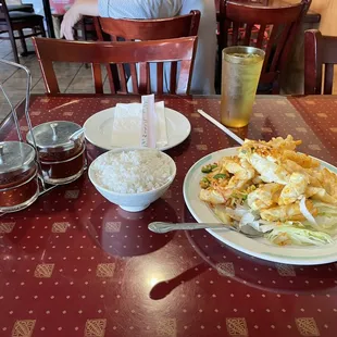 / Spicy Salted Squid / It comes with side of rice for $13.99