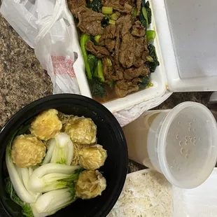 / Beef with Chinese Broccoli / Hong Kong Style Wonton Noodle Soup