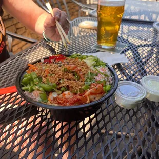 a bowl of food on a table